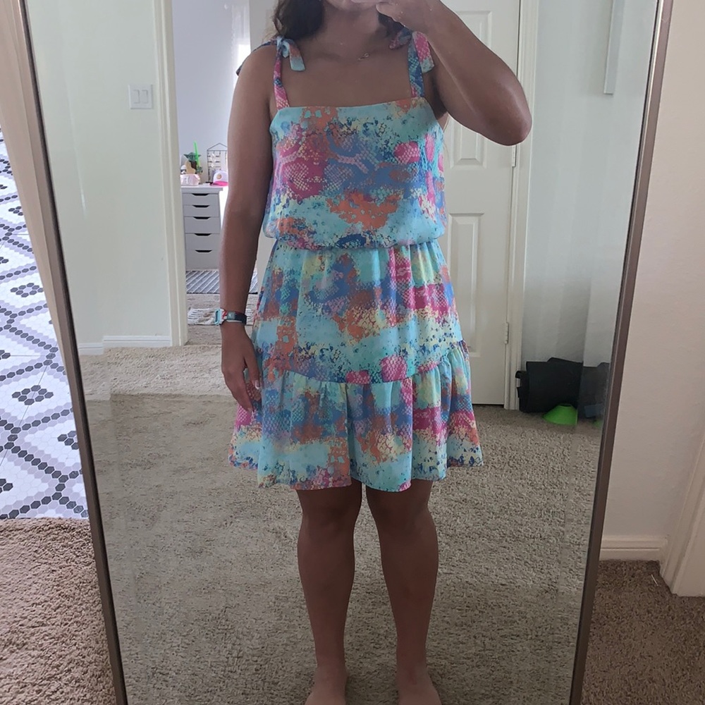 Snake Tie Ruffle Dress